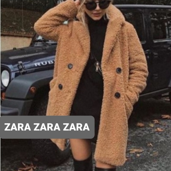 Zara Jackets & Blazers - ZARA beige fleece coat size Medium